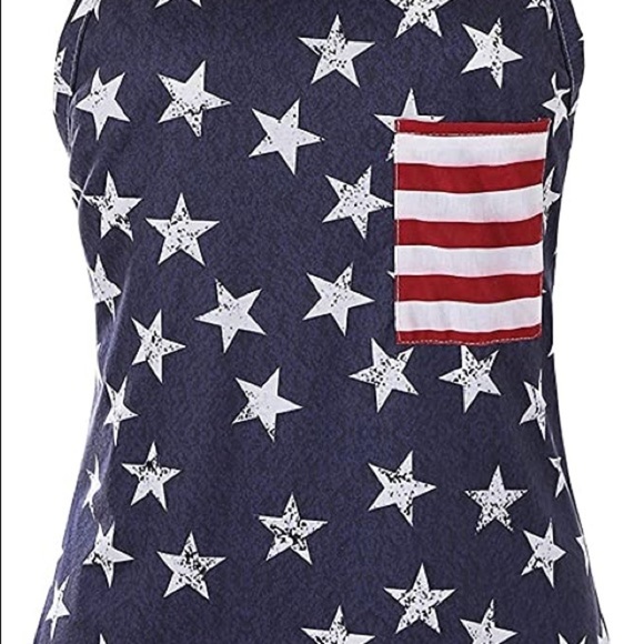 Women's small Fashion T Shirt Cold Shoulder Open Back American Flag cotton - Picture 5 of 5